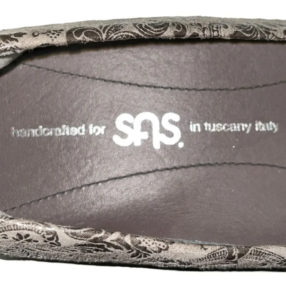 SAS‎ Sofia Wedge Pump Gray Leather Shoes Made in Tuscany Italy Size 8 Narrow